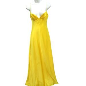 Nwt ZARA Bright Yellow Satin Effect Spaghetti Straps Formal Long Gown Sz M